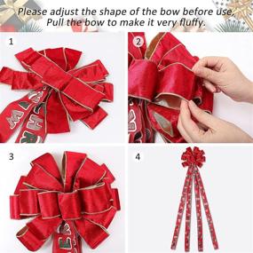 img 3 attached to 🎄 RECUTMS Red Bows for Christmas Tree - 13x 53 Inch/Pieces Velvet Fabric Tree Topper Bow: Winter Decor for Home, Christmas Garland, Wedding Party (Red)