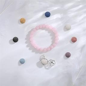 img 2 attached to 🌿 INFUSEU Anxiety Bracelets for Women: Aromatherapy Jewelry with 7pcs Lava Stones - Enhance Calmness and Balance with Paperclip Chain Bracelet and Healing Crystal Bead Stretch Bracelet