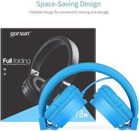 img 1 attached to Наушники Gorsun Lightweight Stereo Folding проводные для детей и взрослых с регулируемой оголовьем для смартфонов, iPhone, ноутбуков, компьютеров MP3/4, наушники (синие)