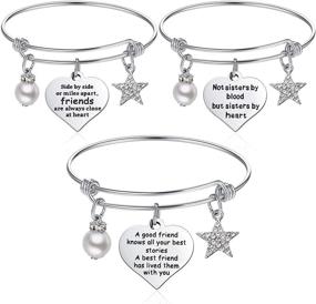 img 4 attached to 🌟 Stainless Steel Friendship Bracelet Trio: Adjustable Best Friend Bangle set - Ideal Birthday, Graduation, or Christmas Gift (Style A)