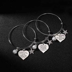 img 1 attached to 🌟 Stainless Steel Friendship Bracelet Trio: Adjustable Best Friend Bangle set - Ideal Birthday, Graduation, or Christmas Gift (Style A)