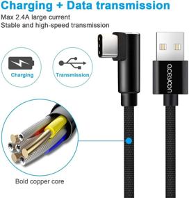 img 1 attached to 🔌 [4 Pack] Aceyoon 90 Degree USB C Cable 50cm Braided USB 2.0 to Right Angle Type C Charger Fast Charging and Data Transfer L Shaped USBC Cord Compatible for Note20 S20 S10 S9 S8, P30/P20, Pixel