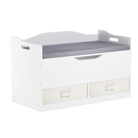 img 4 attached to Timy White Wooden Toy Box with Bench Seat, 2 Reversible Baskets, and Safety Hinge: Efficient Toy Storage Chest for Kids