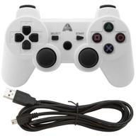 🎮 enhanced gaming experience with rechargeable bluetooth controller for ps3 - white logo