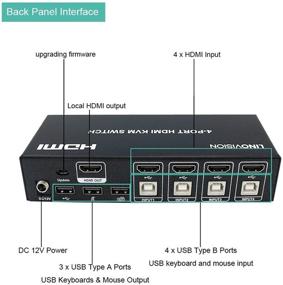 img 2 attached to 🔌 LINOVISION 4 Port HDMI KVM Switch with USB2.0 Hub - Control 4 PC/Computer/DVR/NVR/PS3/PS4 using One Set of HDMI Monitor, Keyboard, and Mouse