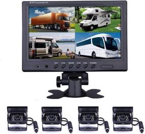 img 4 attached to 🚛 9-inch Quad Split Screen HD Rear Backup Camera Monitor System with Waterproof IR Night Vision - Ideal for Trucks, Trailers, Heavy-duty Vehicles, RVs, Box Trucks, Campers, and Buses - Hard Wired Rearview Camera
