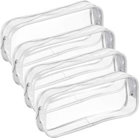 img 4 attached to 👝 Set of 4 Large Clear PVC Zipper Pencil Bags - Ideal as Pen Pencil Cases or Makeup Pouches