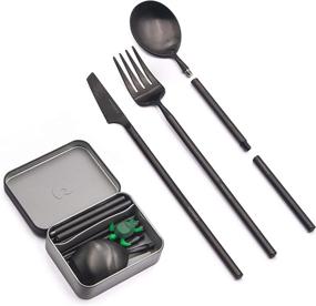 img 4 attached to Outlery: The Ultimate Portable Stainless Steel Cutlery Set for Travel, Camping, Picnics, Office, and On-The-Go