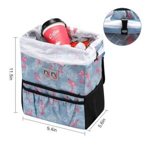 img 2 attached to Car Trash Can Garbage Bin with Lid, Large Size Waterproof Auto Trash 🚗 Bag for Cars, Leak Proof Vehicle Car Organizer with Storage Pockets - Hanging Design