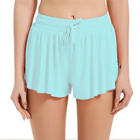 img 3 attached to 🩳 Women's Quick-Dry Double Layer Running Yoga Shorts with Drawstring Waist and Flowy Hem - Perfect for Fitness, Workout, and Athletic Activities