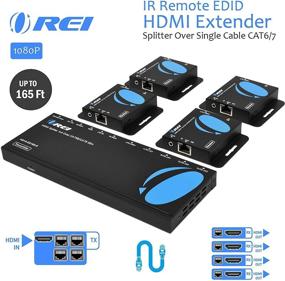 img 1 attached to 🔌 OREI 1x4 HDMI Extender Splitter: High Definition CAT6/7 1080P Over Single Cable - Long Range - IR Remote & EDID Management - Loop Out - Low Latency