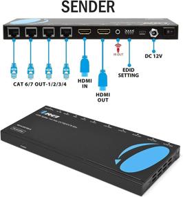 img 3 attached to 🔌 OREI 1x4 HDMI Extender Splitter: High Definition CAT6/7 1080P Over Single Cable - Long Range - IR Remote & EDID Management - Loop Out - Low Latency
