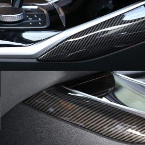 img 1 attached to 🚘 Eiseng Car Carbon Fiber Central Control Gear Box Side Cover Panel Frame Trim Decoration for BMW 3 Series G20 330i M340i 2019 2020 2021: Enhance Your BMW's Interior with Stylish Accessories!