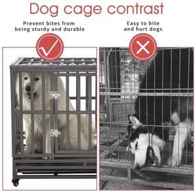 img 1 attached to 🐶 SMONTER Heavy Duty Dog Crate - Sturdy Metal Pet Kennel Playpen with Dual Escape-Proof Lock, Large Dogs Cage on Wheels