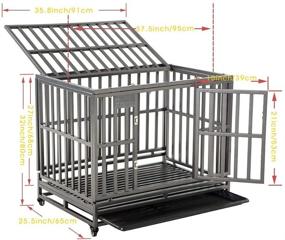 img 3 attached to 🐶 SMONTER Heavy Duty Dog Crate - Sturdy Metal Pet Kennel Playpen with Dual Escape-Proof Lock, Large Dogs Cage on Wheels