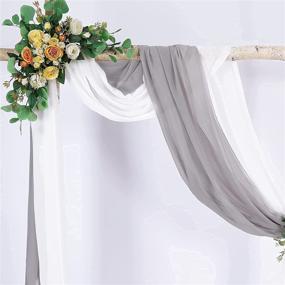 img 1 attached to 🎀 Chic Wedding Arch Drapes: 6 Yards Chiffon Fabric Backdrop Curtain for Bridal Shower, Reception, and Ceremony Decoration - 2 Piece Set White+Gray