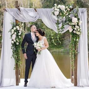 img 3 attached to 🎀 Chic Wedding Arch Drapes: 6 Yards Chiffon Fabric Backdrop Curtain for Bridal Shower, Reception, and Ceremony Decoration - 2 Piece Set White+Gray