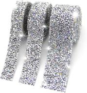 💎 dazzle with duoqu crystal rhinestone ribbon: 3 rolls of self-adhesive diamond bling ribbon belt wrap – perfect for diy, wedding cakes, birthday crafts, and decorations! available in 3 sizes, 1 yard per roll in silver! logo