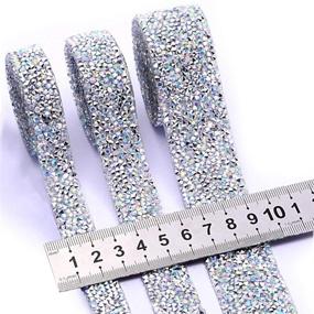 img 2 attached to 💎 Dazzle with DUOQU Crystal Rhinestone Ribbon: 3 Rolls of Self-Adhesive Diamond Bling Ribbon Belt Wrap – Perfect for DIY, Wedding Cakes, Birthday Crafts, and Decorations! Available in 3 Sizes, 1 Yard per Roll in Silver!