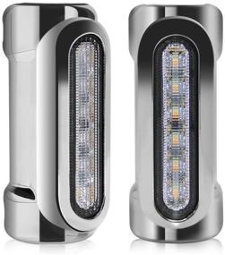 img 4 attached to Silver OPL5 Motorcycle Highway Bar Lights: Switchback LED Turn Signal Driving Lights for Harley Davidson 1-1/4 inch Crash Bar, Touring, & Bikes