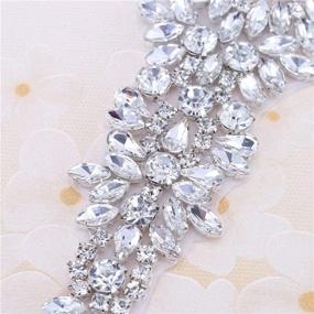 img 2 attached to 👰 FANGZHIDI Beautiful Bridal Crystal Applique for Wedding Dress - Beaded Rhinestone Belts in Silver - 1 Piece (11.6 x 2.3 inches)