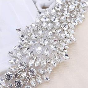 img 3 attached to 👰 FANGZHIDI Beautiful Bridal Crystal Applique for Wedding Dress - Beaded Rhinestone Belts in Silver - 1 Piece (11.6 x 2.3 inches)