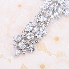 img 1 attached to 👰 FANGZHIDI Beautiful Bridal Crystal Applique for Wedding Dress - Beaded Rhinestone Belts in Silver - 1 Piece (11.6 x 2.3 inches)