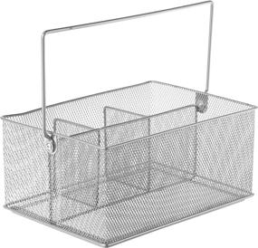 img 4 attached to 🔲 YBM HOME Mesh Silver Condiment Caddy: Kitchen Supply, Utensil & Silverware Organizer with Cutlery Holder, Flatware Storage, and Napkin Holder - Dimensions: w’7 L’9.1/4 Depth 4’3/8 Inch - 1 Piece Set