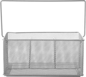 img 3 attached to 🔲 YBM HOME Mesh Silver Condiment Caddy: Kitchen Supply, Utensil & Silverware Organizer with Cutlery Holder, Flatware Storage, and Napkin Holder - Dimensions: w’7 L’9.1/4 Depth 4’3/8 Inch - 1 Piece Set