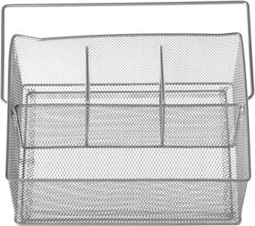 img 2 attached to 🔲 YBM HOME Mesh Silver Condiment Caddy: Kitchen Supply, Utensil & Silverware Organizer with Cutlery Holder, Flatware Storage, and Napkin Holder - Dimensions: w’7 L’9.1/4 Depth 4’3/8 Inch - 1 Piece Set