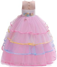 img 2 attached to 🦄 Myrisam Girl's Unicorn Rainbow Long Tulle Dress: Perfect for Wedding, Birthday, Princess Carnival Party, Performance, Dance, Pageant, and Ball Gowns