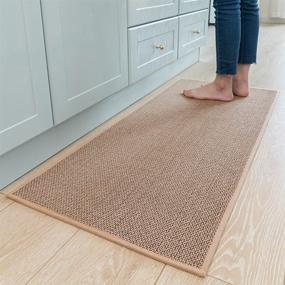 img 4 attached to 🧽 Non Skid Kitchen Rugs and Mats: Washable, Absorbent Runner Rugs for Kitchen & Sink - Beige (20"x47")