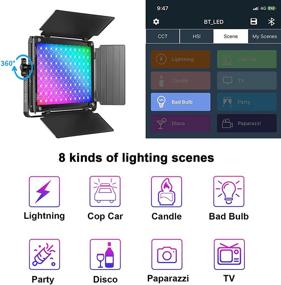 img 1 attached to 🌈 GVM RGB LED Video Light: 45W Professional Kit with APP Control, 736pcs Led Beads, 8 Scenes - Gaming, YouTube, Streaming, Photography & Video Recording