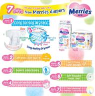 japanese import diapers merries smooth air-through - 90 pieces - nb 0-12 lbs - comfortable fit - prevents side leakage - gentle on baby's tummy logo