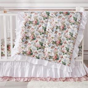 img 4 attached to Brandream Crib Bedding Sets for Girls: French Country Floral Nursery Set with Baby Comforter, Crib Sheet, and Bed Skirt (3 Piece Set)