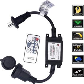 img 2 attached to 🔆 SUNYE Max Power 200W Waterproof Outdoor String Lights with Wireless Remote Control, 150ft Range, Memory, Stepless Dimming, IP68 Waterproof - UL 3 Prong Remote Control Dimmer Included