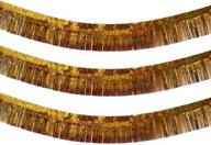 set of 3, gold foil tinsel fringe garland, 9 ft x 12 in, ideal for parties, wedding decor, birthdays, holidays, and more логотип