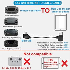 img 3 attached to 🔌 Premium Hanatora 8.14 Inch DJI Mavic Mini Remote Controller Cable - USB C to Micro-AB for Mavic 2 Pro/Zoom, Mavic Air, OTG Nylon Braided Type C Data Cord