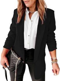 img 4 attached to Langwyqu Womens Casual Blazers Sleeve Women's Clothing for Suiting & Blazers