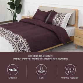 img 2 attached to WORMHAOS Multicolor Queen Size Comforter Cover Set - Purple, 3-Piece Set with 1 Comforter Cover and 2 Pillowcases