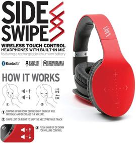 img 3 attached to 🎧 iHip Side Swipe Wireless Bluetooth Headphones Over Ear - Foldable, Soft Memory-Protein Earmuffs, with Built-in Mic and Wired Mode for PC/Cell Phones/TV - RED -Touch Control