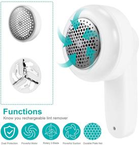 img 1 attached to 👕 White Fabric Shaver for Clothes, Bedding, and Furniture - Hyness Lint Remover and Electric Sweater Shaver for Best Fuzz Pill Bobble Removal