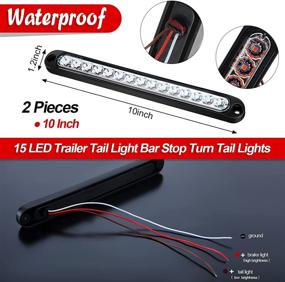 img 1 attached to 🚤 10 Inch LED Trailer Tail Light Bar - Stop Turn Tail Lights Assembly - Third Brake Strip - 15 LEDs - 9 to 30-volt - Trailer Identification Light for Marine Boats, Trucks, Pickups - Clear Cover