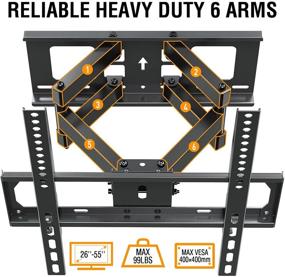 img 1 attached to 📺 Versatile Full Motion TV Wall Mount Bracket with Swivel and Tilt for 26-55 Inch Flat Screen TVs, Dual Articulating Arms, Max VESA 400x400, Holds up to 99 lbs, Designed for 16" Studs