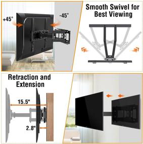 img 2 attached to 📺 Versatile Full Motion TV Wall Mount Bracket with Swivel and Tilt for 26-55 Inch Flat Screen TVs, Dual Articulating Arms, Max VESA 400x400, Holds up to 99 lbs, Designed for 16" Studs