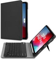 fintie keyboard case with apple pencil holder for ipad pro 11-inch 2018 - [supports 🔋 apple pencil gen 2 charging mode] folio stand soft tpu back cover, detachable wireless bluetooth keyboard, black logo