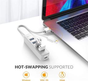 img 2 attached to 💻 iDsonix USB 3.0 Hub - 4-Port 5V / 2A Powered USB Hub for High-Speed Data Transmission - Perfect for Laptop, iMac, Surface Pro, and More