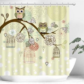 img 4 attached to RosieLily Kids Owl Shower Curtain, Cute Cartoon Animal Bathroom Curtain Set with Floral Flower Design, Waterproof & Decorative, 72Wx72H Inch, Includes 12 Hooks