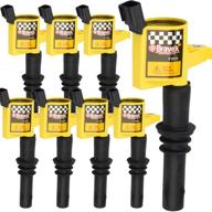 🔥 bravex straight boot ignition coils - enhanced energy efficiency (8 pack) for ford expedition, explorer, f-150 super duty, mustang, lincoln mountaineer - v8 v10 4.6l 5.4l 6.8l - dg511 c1541 fd508 compatible logo