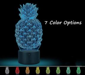 img 3 attached to 🍍 Pineapple Light - Rquite Ananas Night Light for Kids Room: 3D Optical Illusion Lamp, Touch Switch with 7 Color Changing Lighting. Perfect Holiday, Xmas, and Birthday Gifts for Baby Boys and Girls.